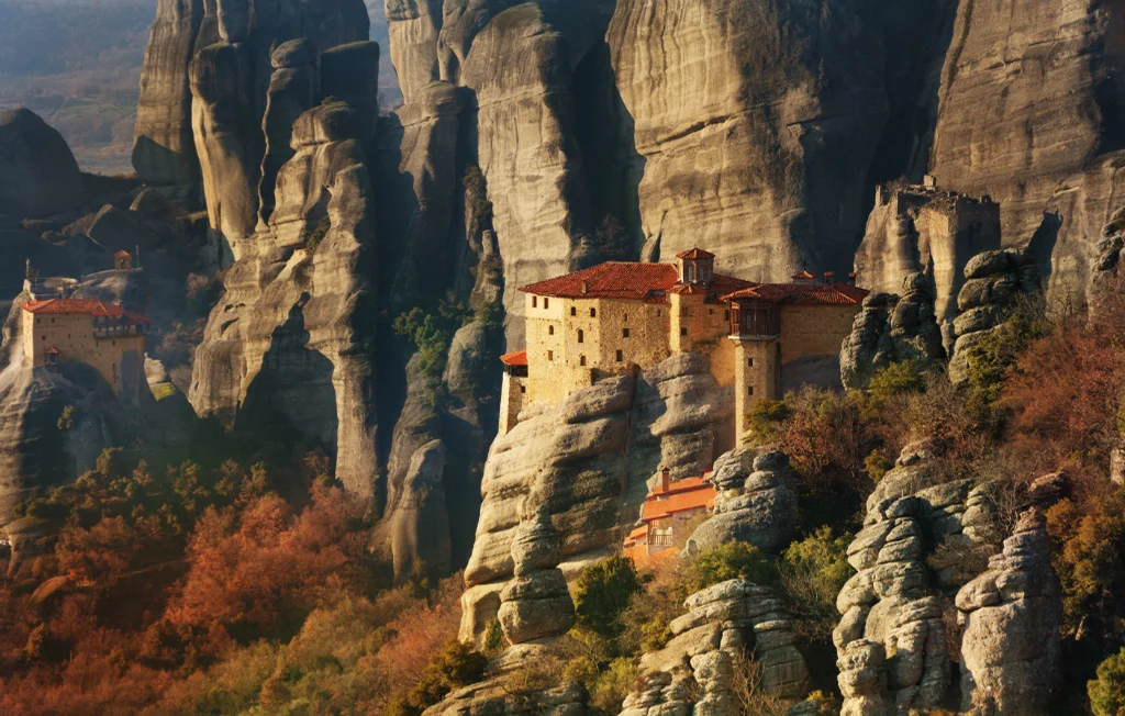 Meteora cliffs and monasteries